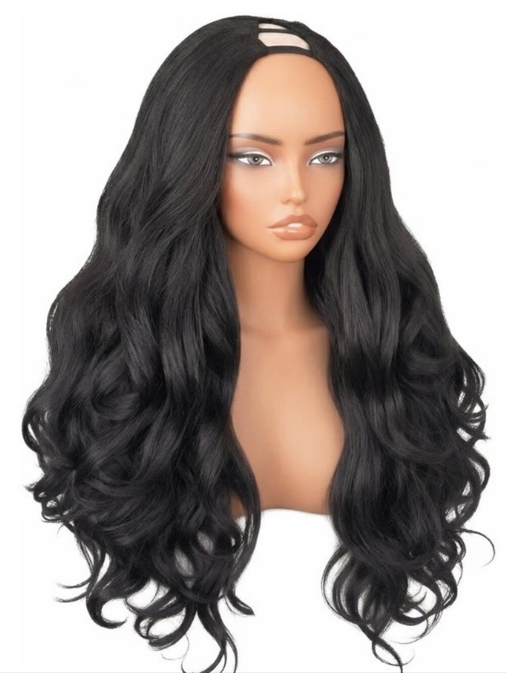 Yaki Curly V Part Wig Wear & Go Glueless Synthetic 26" Black